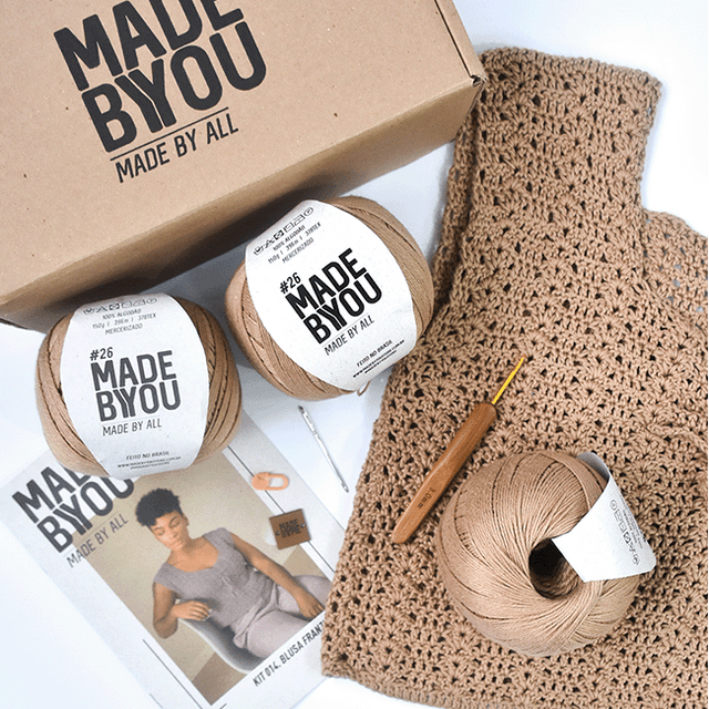 Kit de Crochê Blusa Franzida