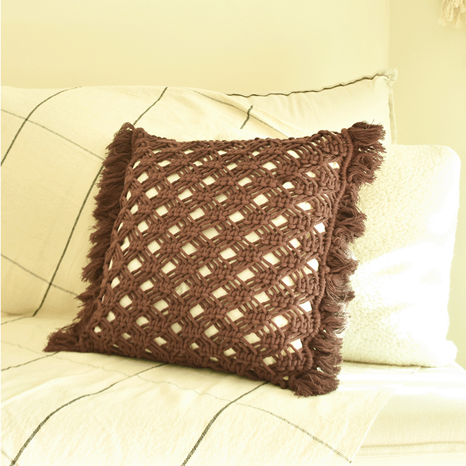 Kit de Macramê Almofada Quadrada