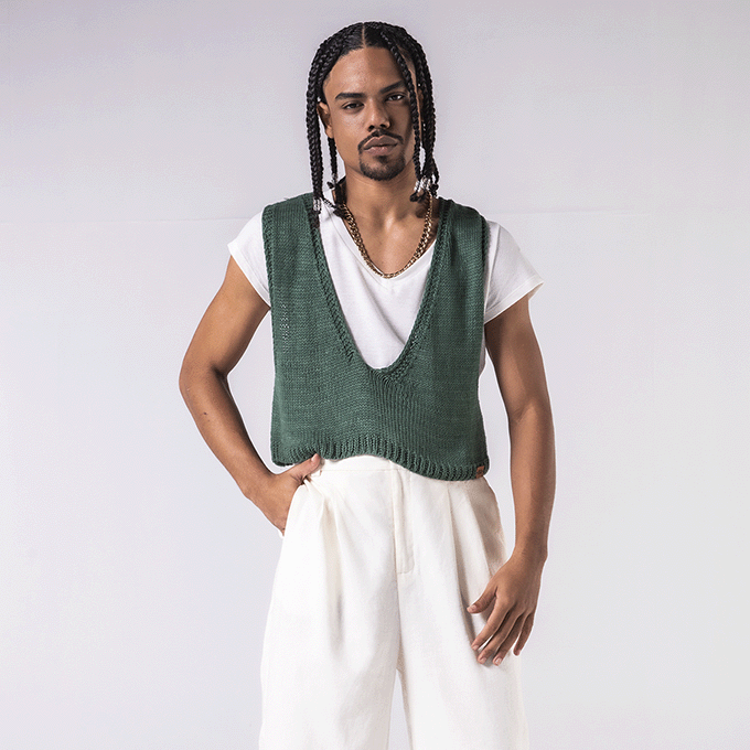 Kit Chaleco Malfatti de Tricot Por Cristiane Bertoluci Caña de Azúcar