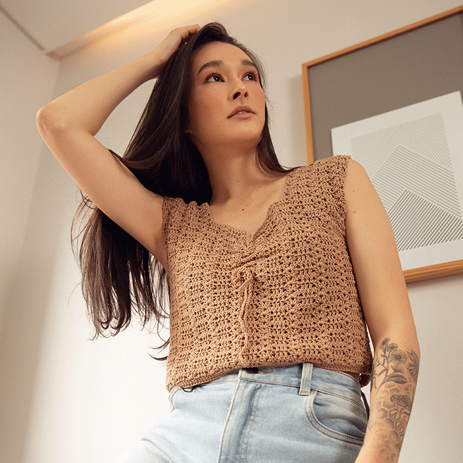 Kit de Crochê Blusa Franzida