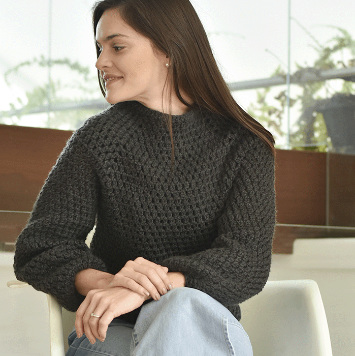 Kit Suéter de Crochê Top Down Por Marina Bauler