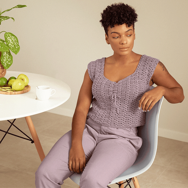 Kit de Crochê Blusa Franzida