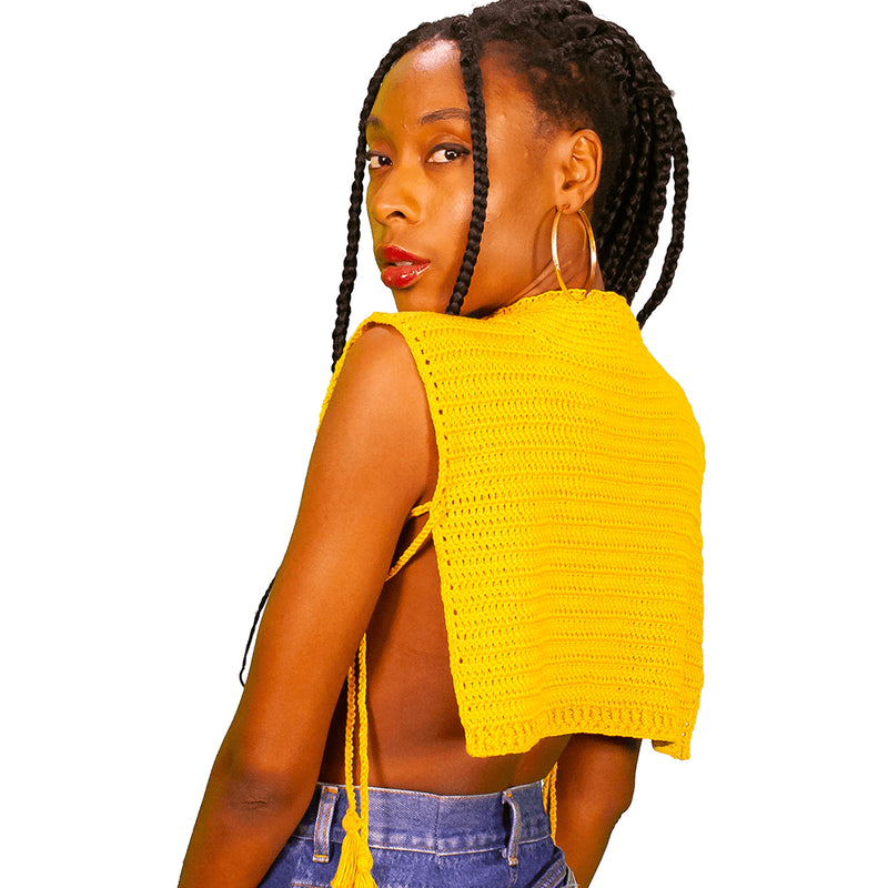 Kit de Crochê Cropped Aberto com Gola Alta Por Lady Brown