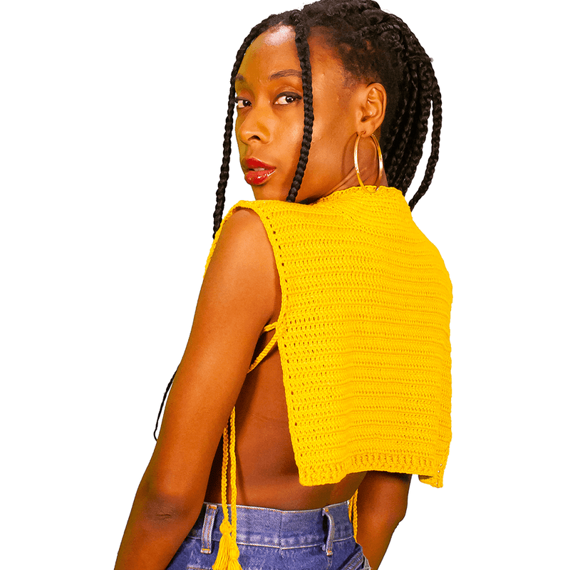 Kit de Crochet Crop Top Abierto con Cuello Alto por Lady Brown