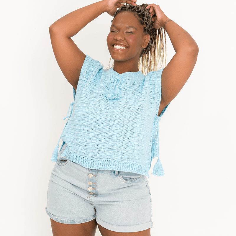 Kit de Crochet Crop Top Abierto con Cuello Alto por Lady Brown