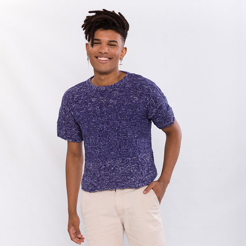 Kit de Tricô Blusa Quadradinho Mesclada